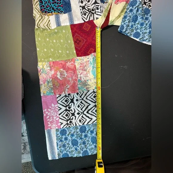 NWOT Ashley Taylor patchwork cotton overalls with pockets One Size Spring - Picture 7 of 10